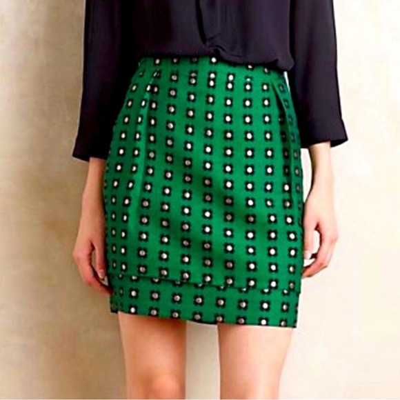 Anthropologie Dresses & Skirts - Anthropologie Green and Black Geometric Skirt
